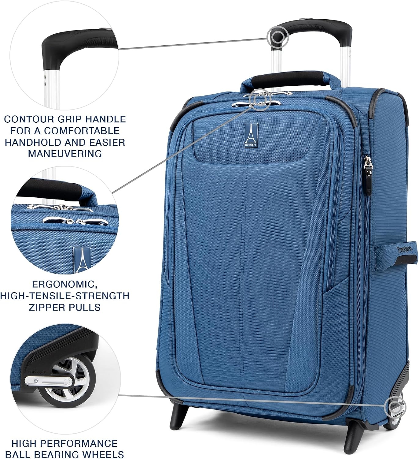 image:imageTravelpro Maxlite 5 Softside CarryOn Luggage Upright Pink 20Inch Expandable 2Wheel Lightweight amp Durable Travel Design for Both Men amp WomenEnsign Blue