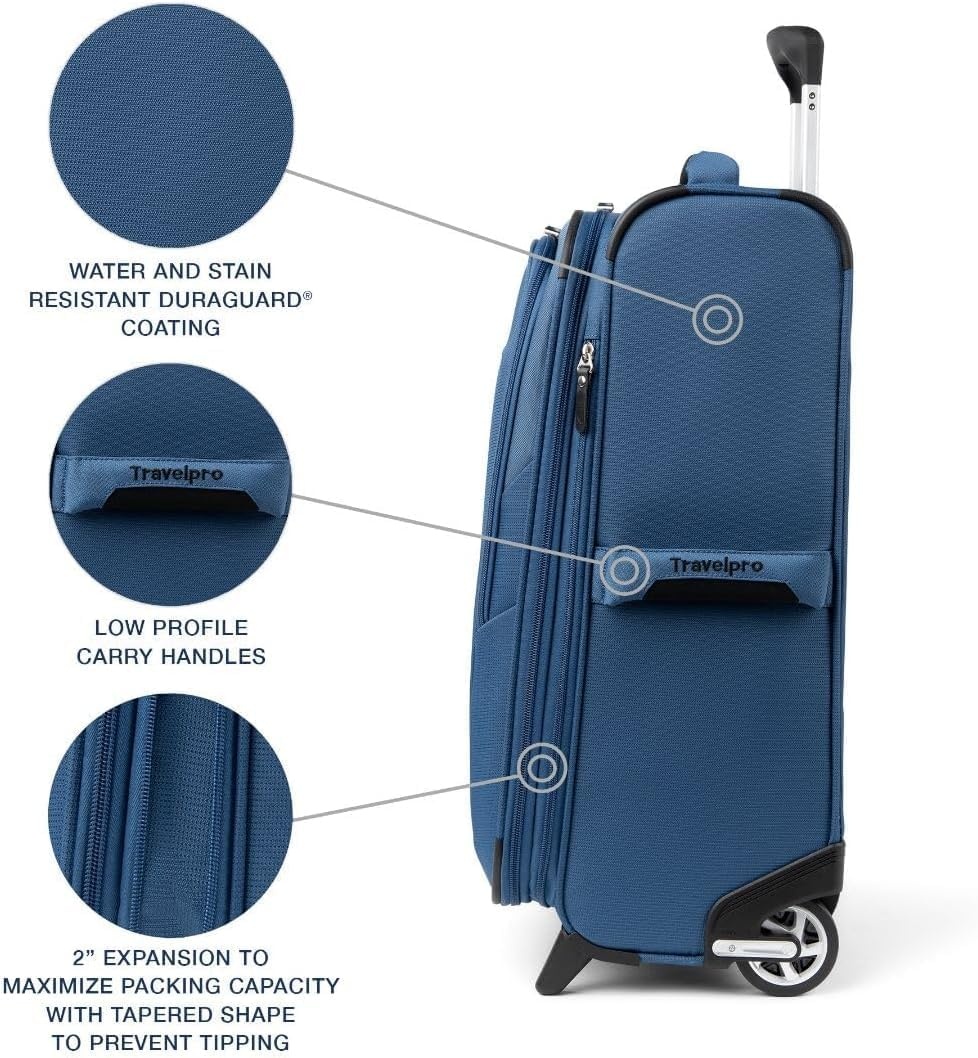 image:imageTravelpro Maxlite 5 Softside CarryOn Luggage Upright Pink 20Inch Expandable 2Wheel Lightweight amp Durable Travel Design for Both Men amp WomenEnsign Blue