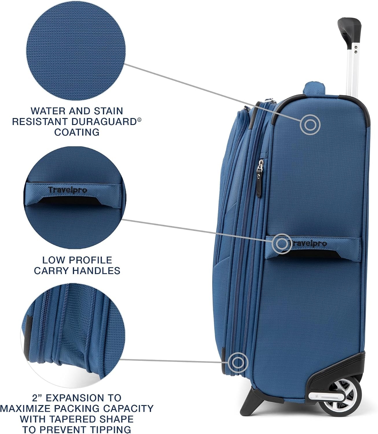 image:imageTravelpro Maxlite 5 Softside CarryOn Luggage Upright Pink 20Inch Expandable 2Wheel Lightweight amp Durable Travel Design for Both Men amp WomenEnsign Blue