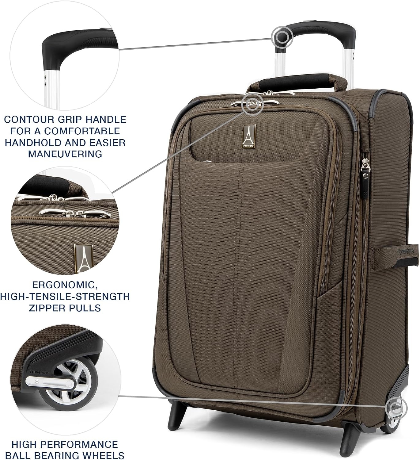 image:imageTravelpro Maxlite 5 Softside CarryOn Luggage Upright Pink 20Inch Expandable 2Wheel Lightweight amp Durable Travel Design for Both Men amp WomenMocha