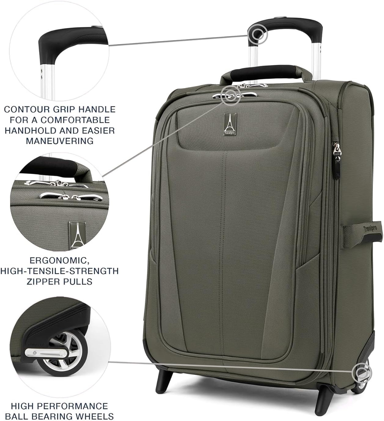 image:imageTravelpro Maxlite 5 Softside CarryOn Luggage Upright Pink 20Inch Expandable 2Wheel Lightweight amp Durable Travel Design for Both Men amp WomenSlate Green
