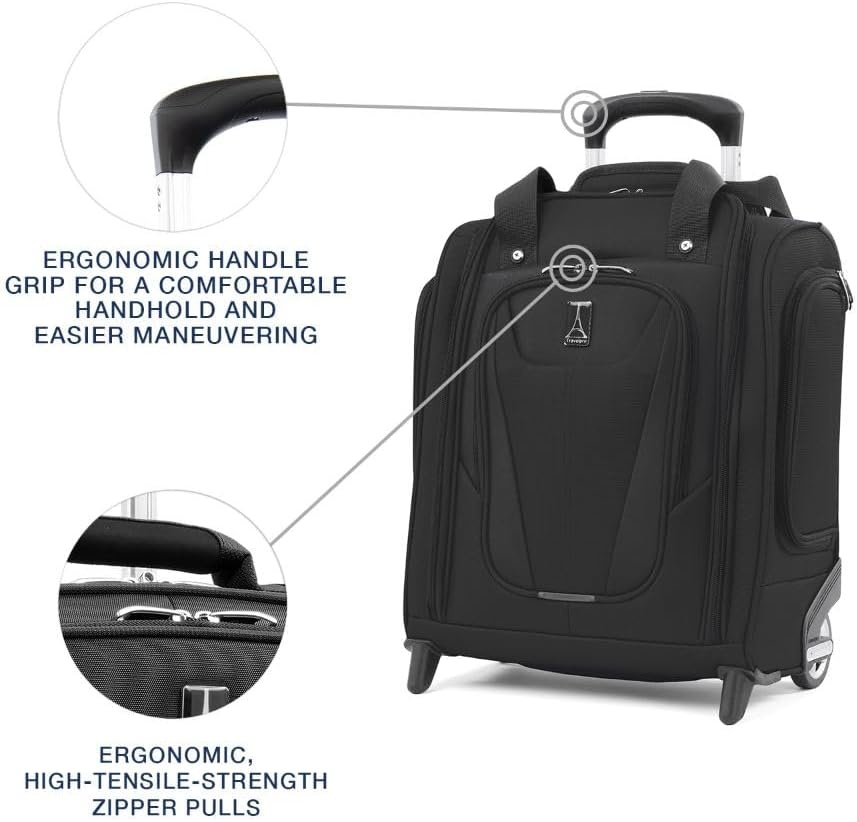 image:imageTravelpro Maxlite 5 Softside CarryOn Underseat Luggage Green 15Inch 2Wheel Rolling Design Personal Item Size Fits Under Airplane Seat Lightweight ConstructionBlack