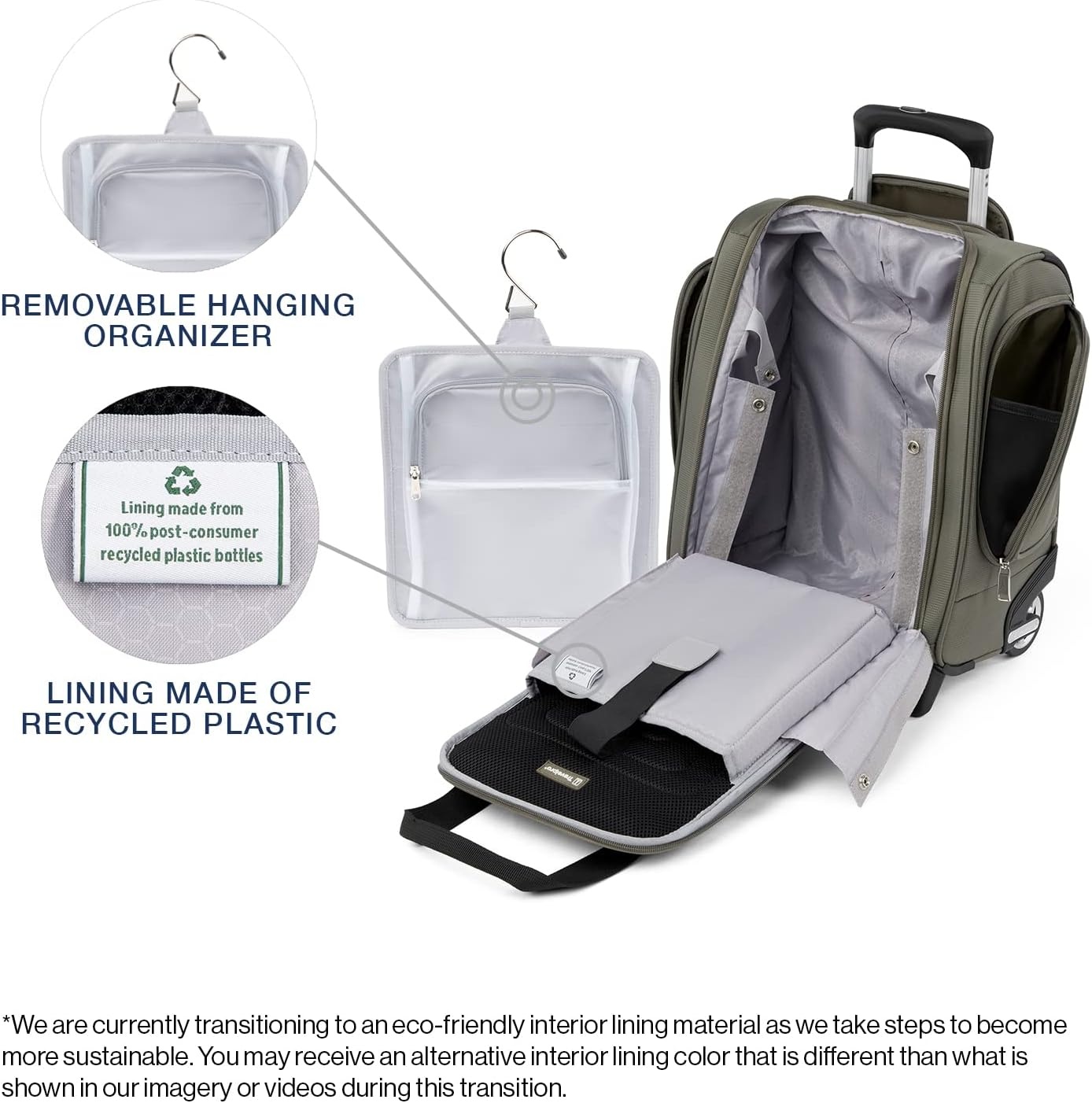 image:imageTravelpro Maxlite 5 Softside CarryOn Underseat Luggage Green 15Inch 2Wheel Rolling Design Personal Item Size Fits Under Airplane Seat Lightweight ConstructionSlate Green
