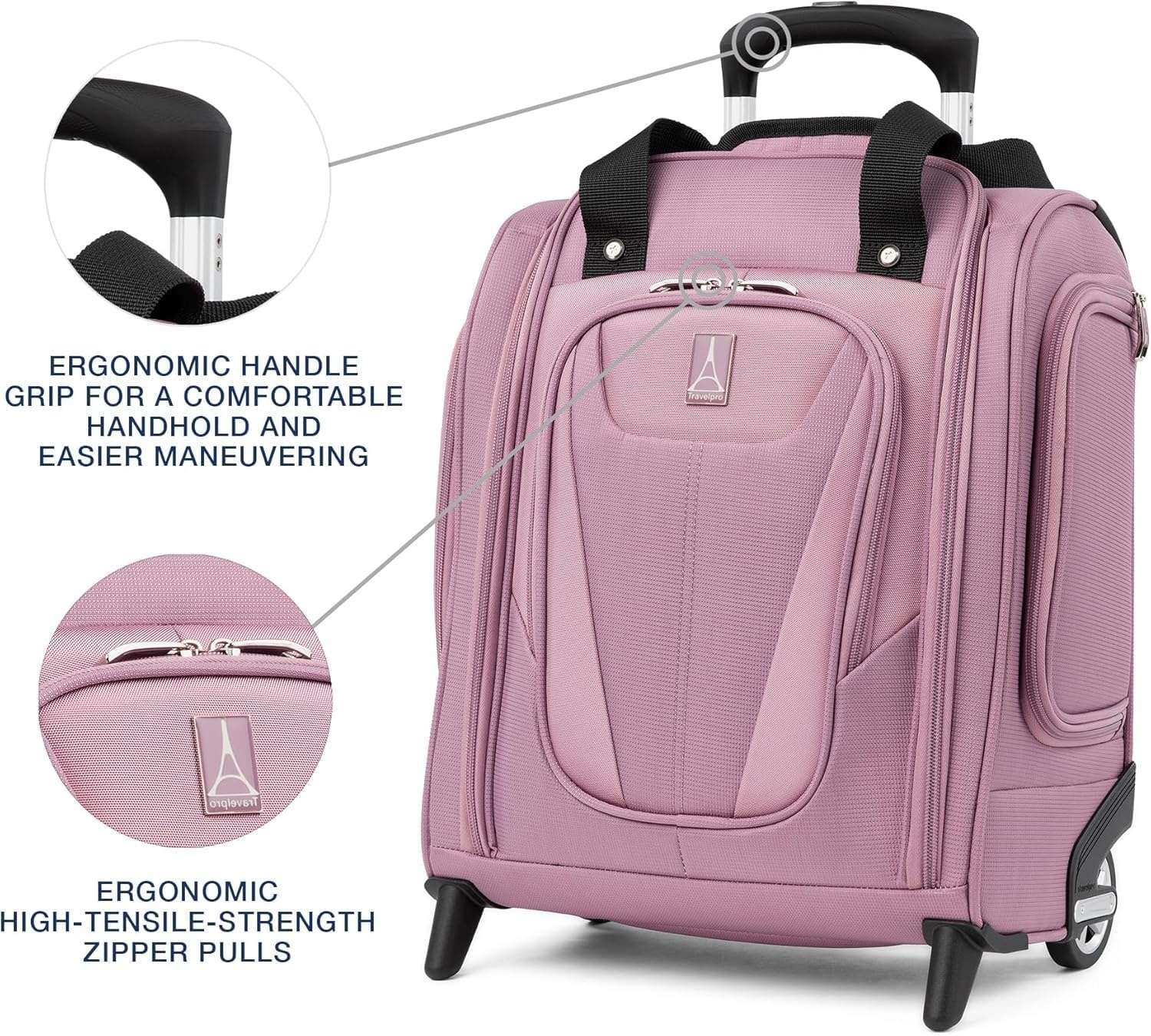 image:imageTravelpro Maxlite 5 Softside CarryOn Underseat Luggage Green 15Inch 2Wheel Rolling Design Personal Item Size Fits Under Airplane Seat Lightweight ConstructionOrchid Pink Purple