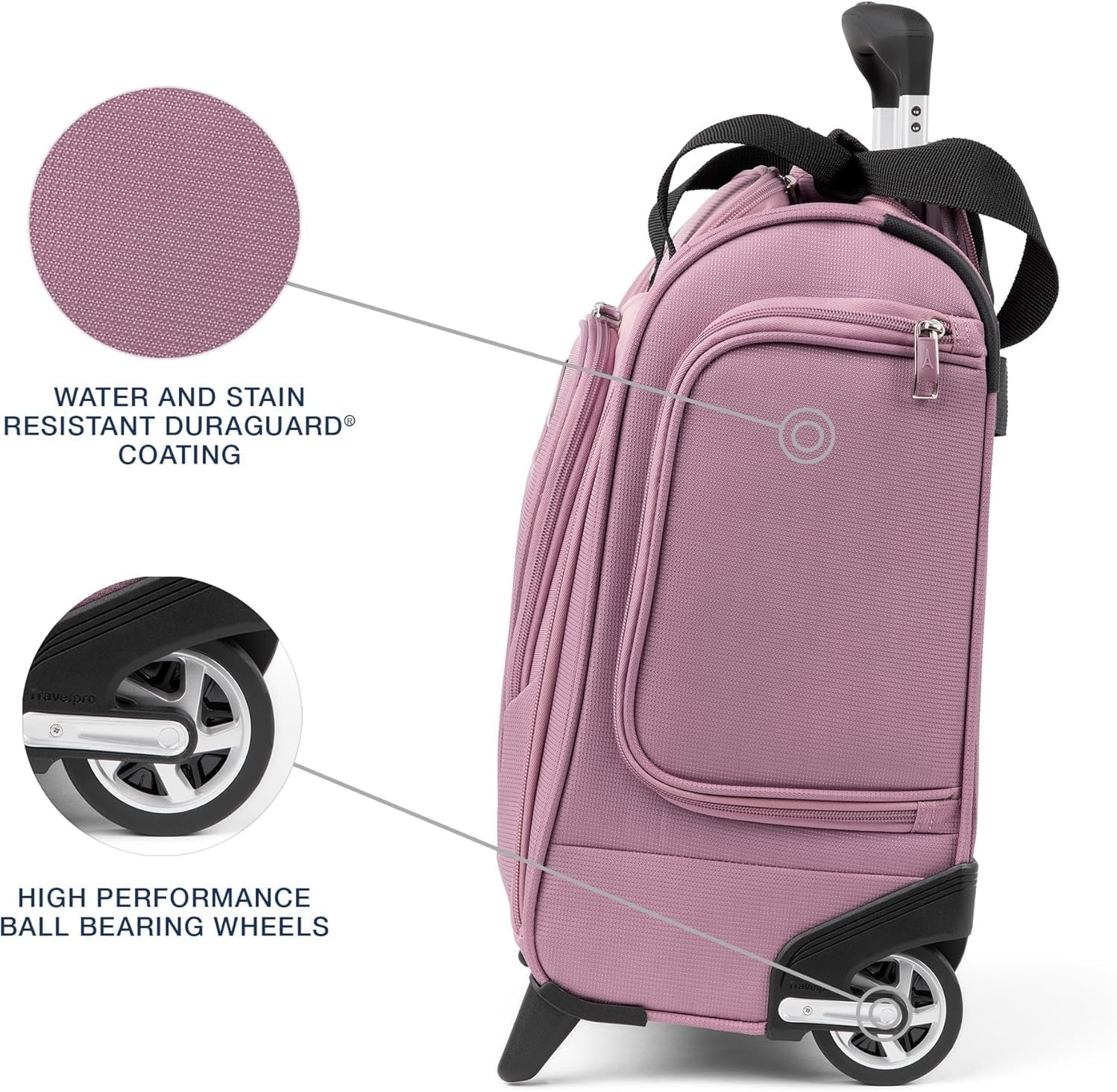 image:imageTravelpro Maxlite 5 Softside CarryOn Underseat Luggage Green 15Inch 2Wheel Rolling Design Personal Item Size Fits Under Airplane Seat Lightweight ConstructionOrchid Pink Purple