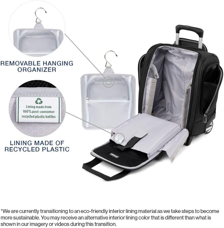 image:imageTravelpro Maxlite 5 Softside CarryOn Underseat Luggage Green 15Inch 2Wheel Rolling Design Personal Item Size Fits Under Airplane Seat Lightweight ConstructionBlack