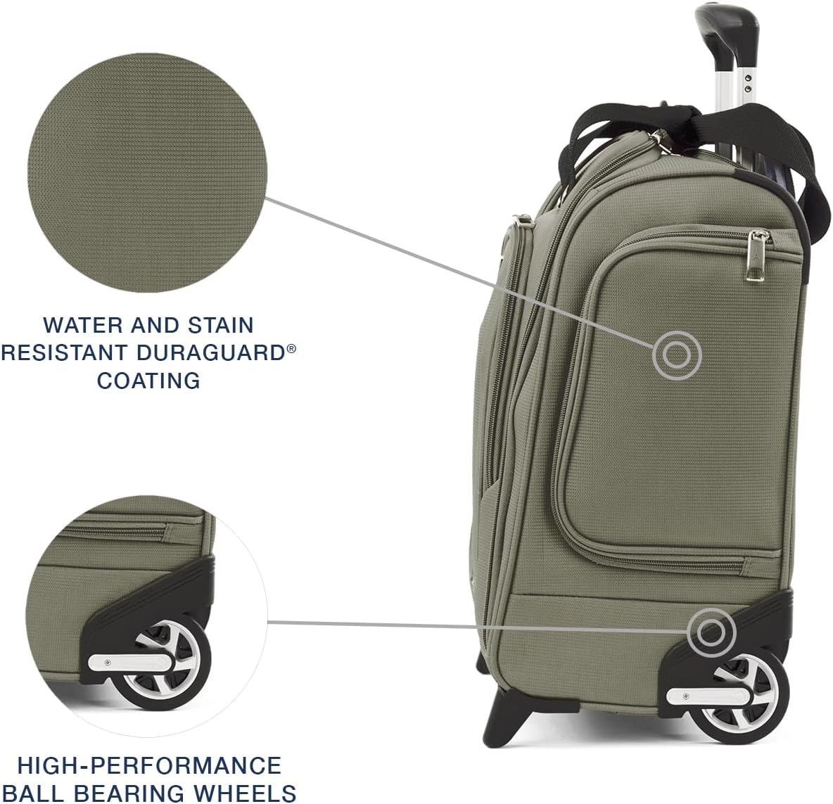 image:imageTravelpro Maxlite 5 Softside CarryOn Underseat Luggage Green 15Inch 2Wheel Rolling Design Personal Item Size Fits Under Airplane Seat Lightweight ConstructionSlate Green