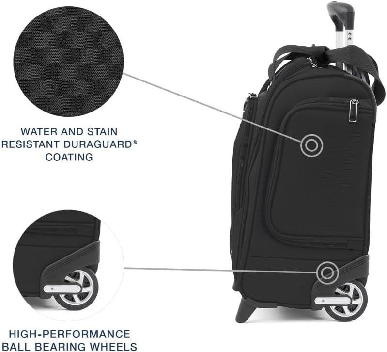 image:imageTravelpro Maxlite 5 Softside CarryOn Underseat Luggage Green 15Inch 2Wheel Rolling Design Personal Item Size Fits Under Airplane Seat Lightweight ConstructionBlack