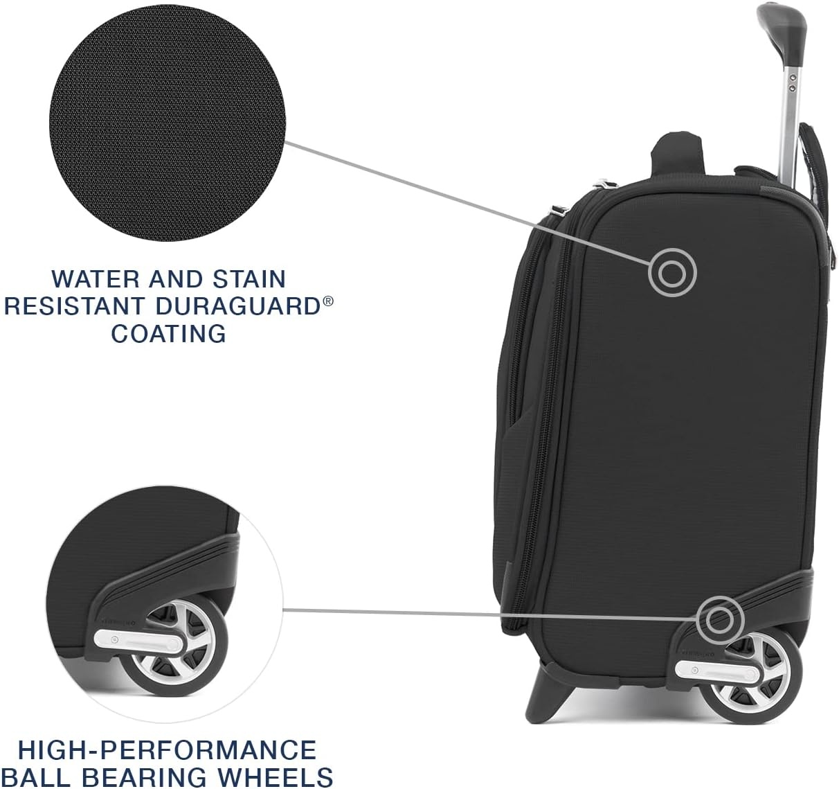 image:imageTravelpro Maxlite 5 Softside Rolling Underseat Tote Black 14Inch Lightweight CarryOn 2Wheel Upright Luggage Personal Item Size Designed for Both Men amp WomenBlack