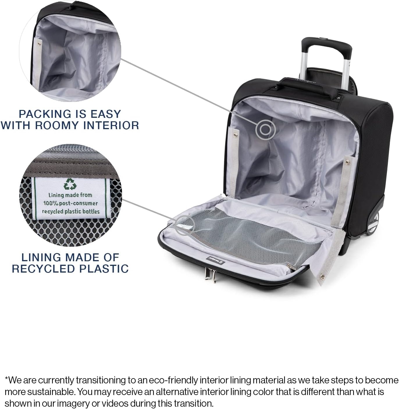image:imageTravelpro Maxlite 5 Softside Rolling Underseat Tote Black 14Inch Lightweight CarryOn 2Wheel Upright Luggage Personal Item Size Designed for Both Men amp WomenBlack