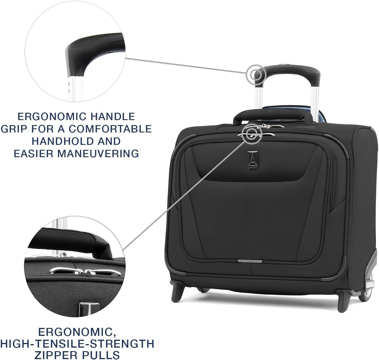 image:imageTravelpro Maxlite 5 Softside Rolling Underseat Tote Black 14Inch Lightweight CarryOn 2Wheel Upright Luggage Personal Item Size Designed for Both Men amp WomenBlack