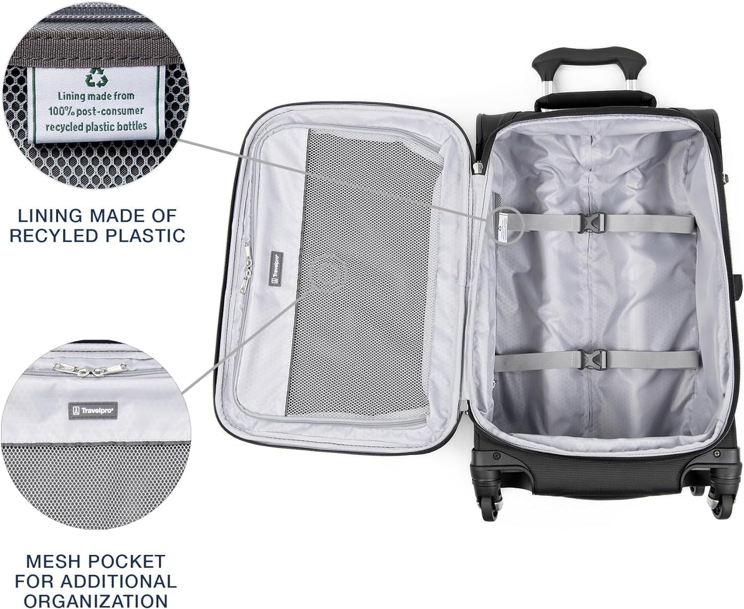image:imageTravelpro Maxlite 5 Softside Spinner Set Black 2Piece 2125 Includes CarryOn amp Medium Checked Expandable Luggage With 4 Wheels Lightweight amp Versatile Men amp Women