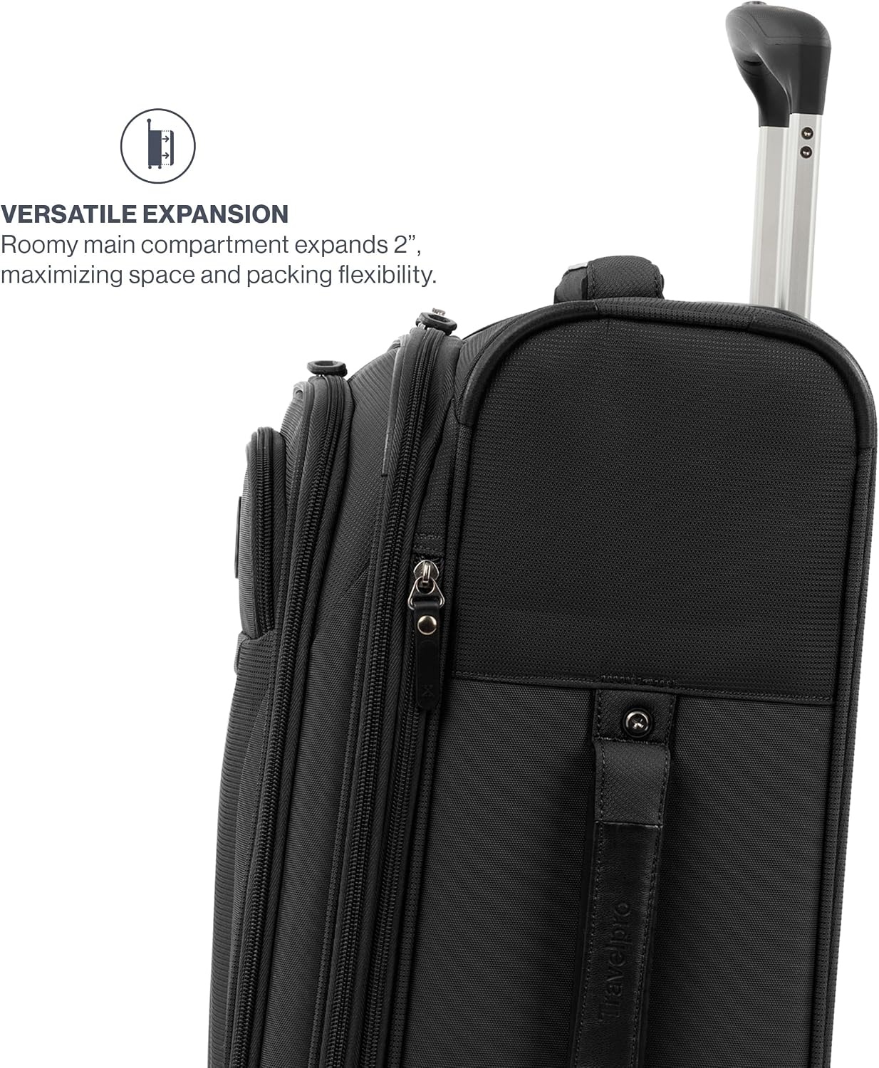 image:imageTravelpro Maxlite 5 Softside Spinner Set Black 2Piece 2125 Includes CarryOn amp Medium Checked Expandable Luggage With 4 Wheels Lightweight amp Versatile Men amp Women