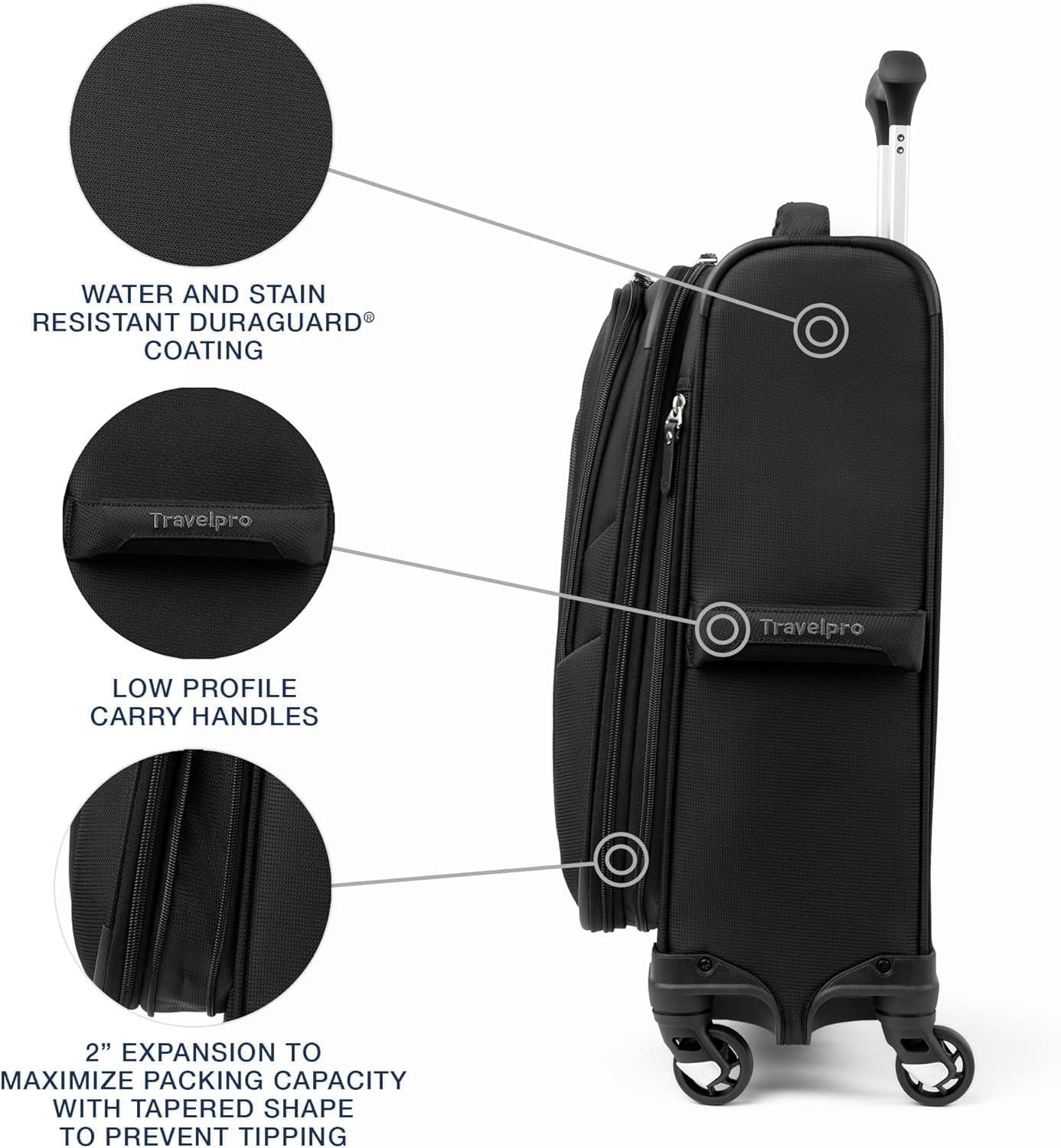image:imageTravelpro Maxlite 5 Softside Spinner Set Black 2Piece 2125 Includes CarryOn amp Medium Checked Expandable Luggage With 4 Wheels Lightweight amp Versatile Men amp Women