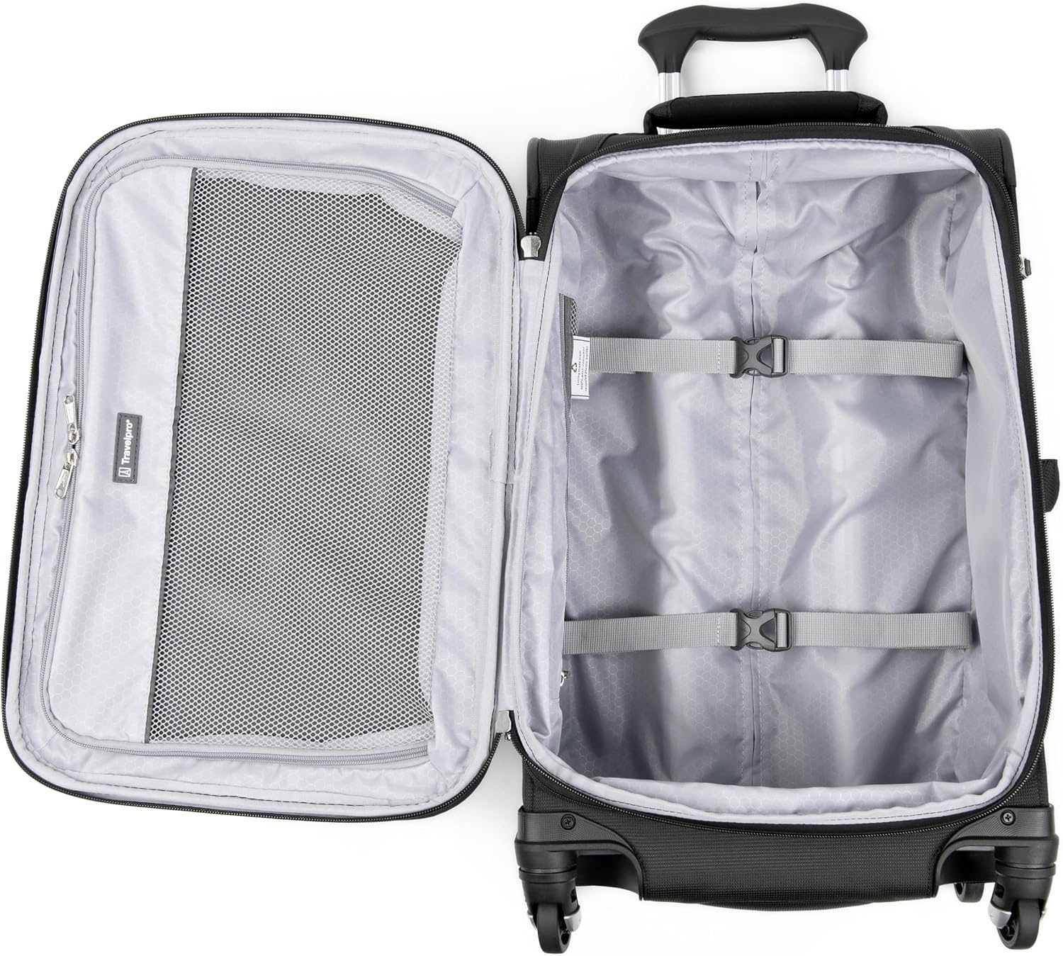 image:imageTravelpro Maxlite 5 Softside Spinner Set Black 2Piece 2129 Includes CarryOn amp Large Checked Expandable Luggage With 4 Wheels Lightweight amp Versatile Men amp Women