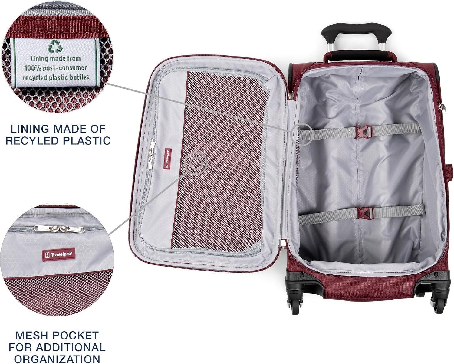 image:imageTravelpro Maxlite 5 Softside Spinner Set Forest 2Piece 2125 Includes CarryOn amp Medium Checked Expandable Luggage With 4 Wheels Lightweight amp Versatile Men amp WomenBurgundy
