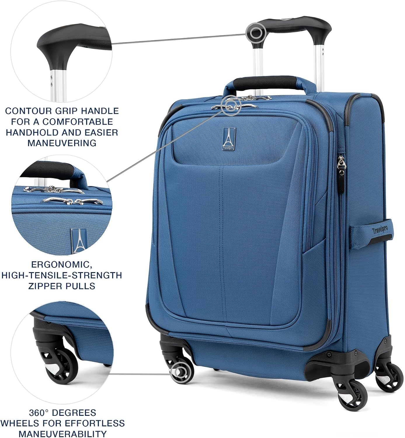 image:imageTravelpro Maxlite 5 Softside Spinner Set Forest 2Piece 2125 Includes CarryOn amp Medium Checked Expandable Luggage With 4 Wheels Lightweight amp Versatile Men amp WomenEnsign Blue