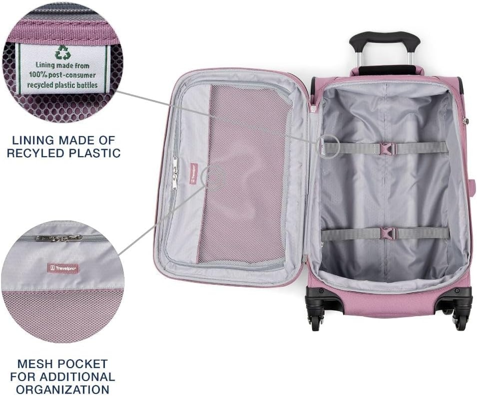 image:imageTravelpro Maxlite 5 Softside Spinner Set Forest 2Piece 2125 Includes CarryOn amp Medium Checked Expandable Luggage With 4 Wheels Lightweight amp Versatile Men amp WomenOrchid Pink Purple