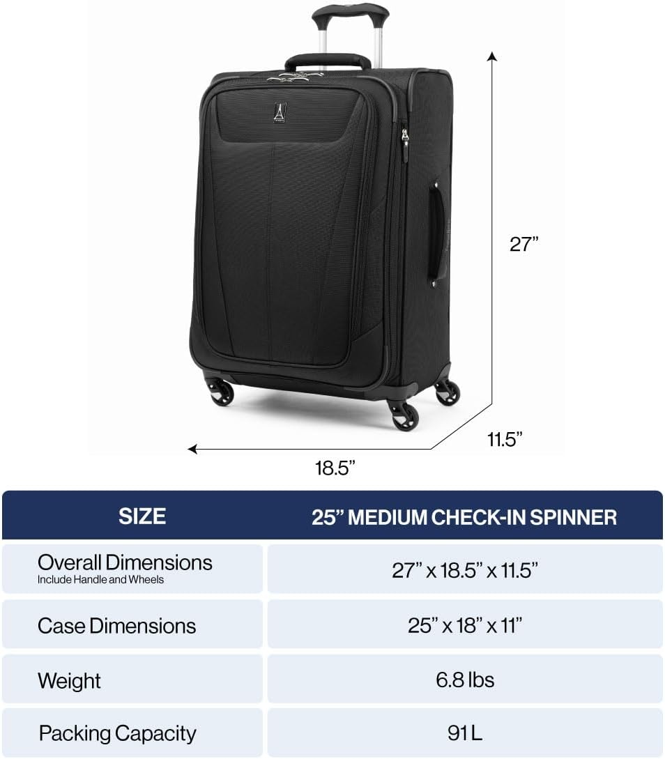 image:imageTravelpro Maxlite 5 Softside Spinner Set Forest 2Piece 2125 Includes CarryOn amp Medium Checked Expandable Luggage With 4 Wheels Lightweight amp Versatile Men amp WomenChampagne
