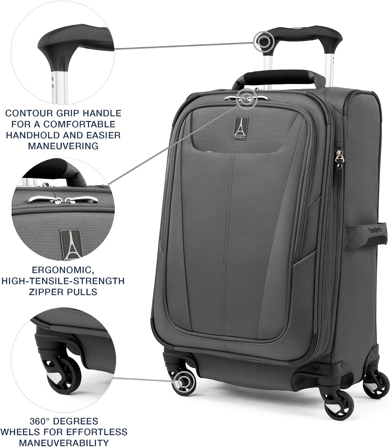 image:imageTravelpro Maxlite 5 Softside Spinner Set Forest 2Piece 2125 Includes CarryOn amp Medium Checked Expandable Luggage With 4 Wheels Lightweight amp Versatile Men amp WomenShadow Grey