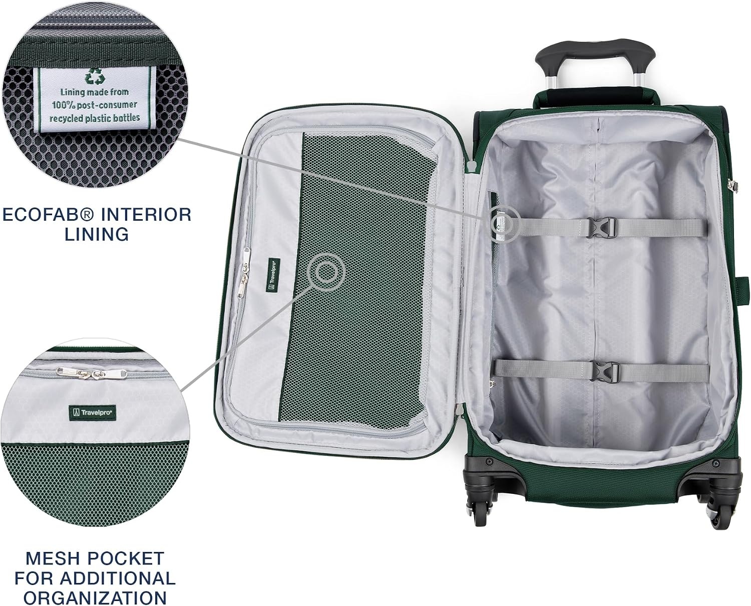 image:imageTravelpro Maxlite 5 Softside Spinner Set Forest 2Piece 2125 Includes CarryOn amp Medium Checked Expandable Luggage With 4 Wheels Lightweight amp Versatile Men amp WomenGreen Forest