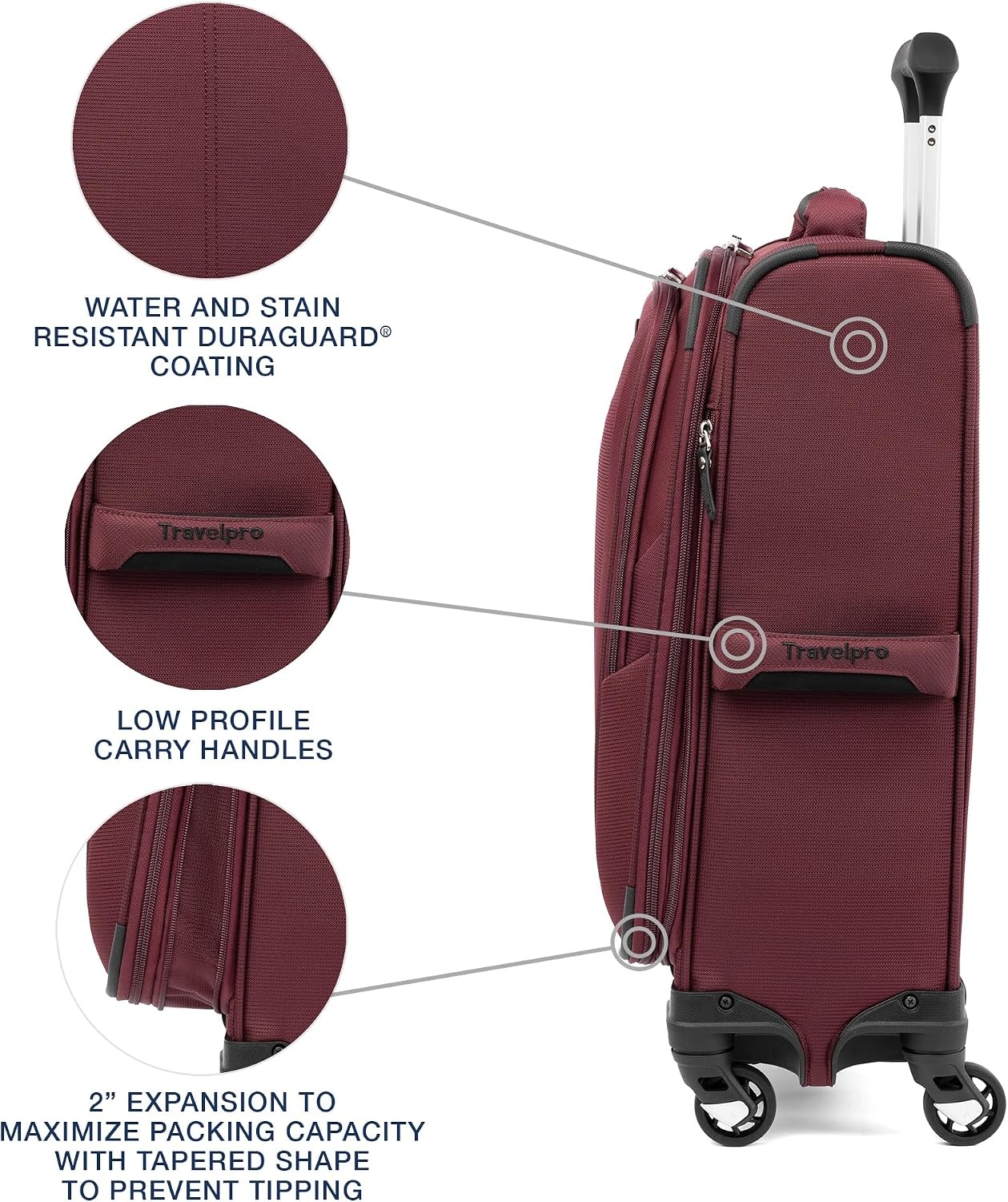 image:imageTravelpro Maxlite 5 Softside Spinner Set Forest 2Piece 2125 Includes CarryOn amp Medium Checked Expandable Luggage With 4 Wheels Lightweight amp Versatile Men amp WomenBurgundy