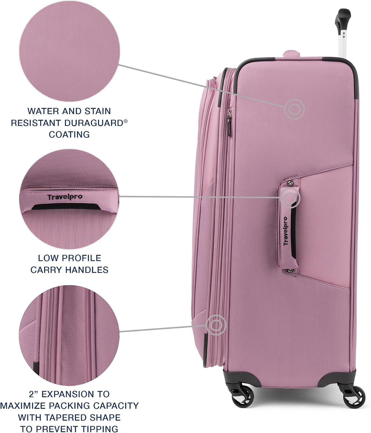 image:imageTravelpro Maxlite 5 Softside Spinner Set Forest 2Piece 2125 Includes CarryOn amp Medium Checked Expandable Luggage With 4 Wheels Lightweight amp Versatile Men amp WomenOrchid Pink Purple