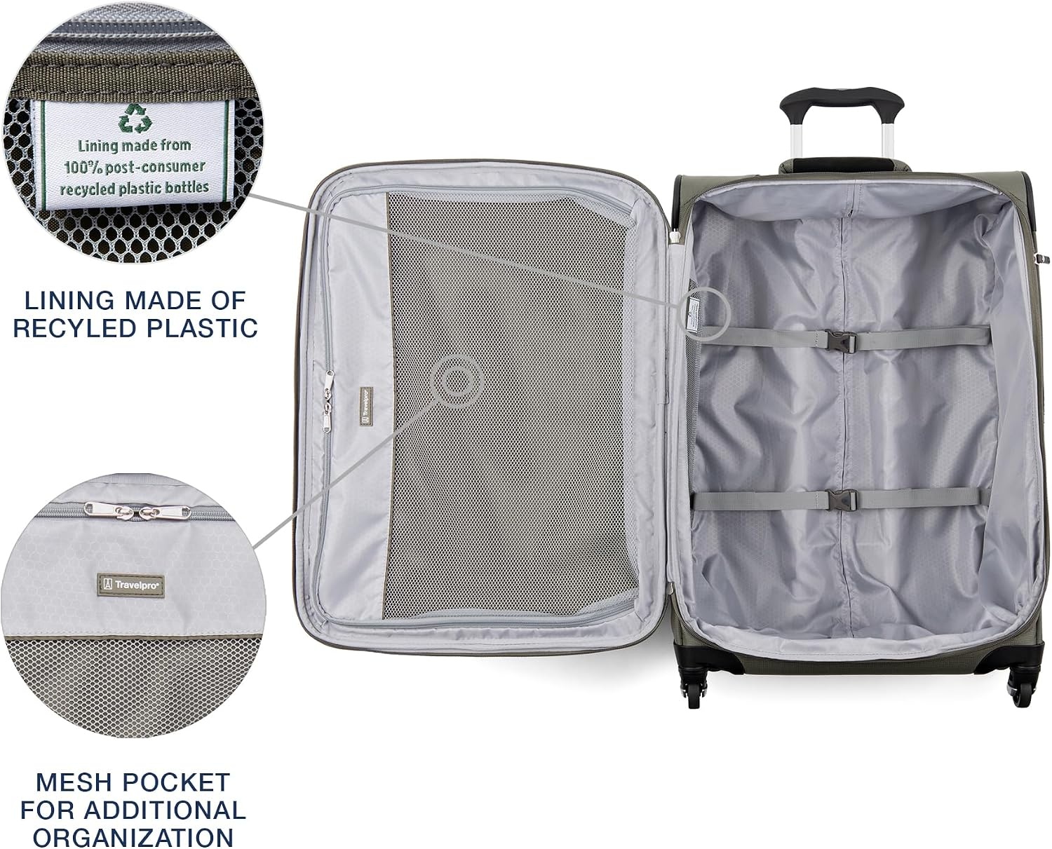 image:imageTravelpro Maxlite 5 Softside Spinner Set Forest 2Piece 2125 Includes CarryOn amp Medium Checked Expandable Luggage With 4 Wheels Lightweight amp Versatile Men amp WomenSlate Green