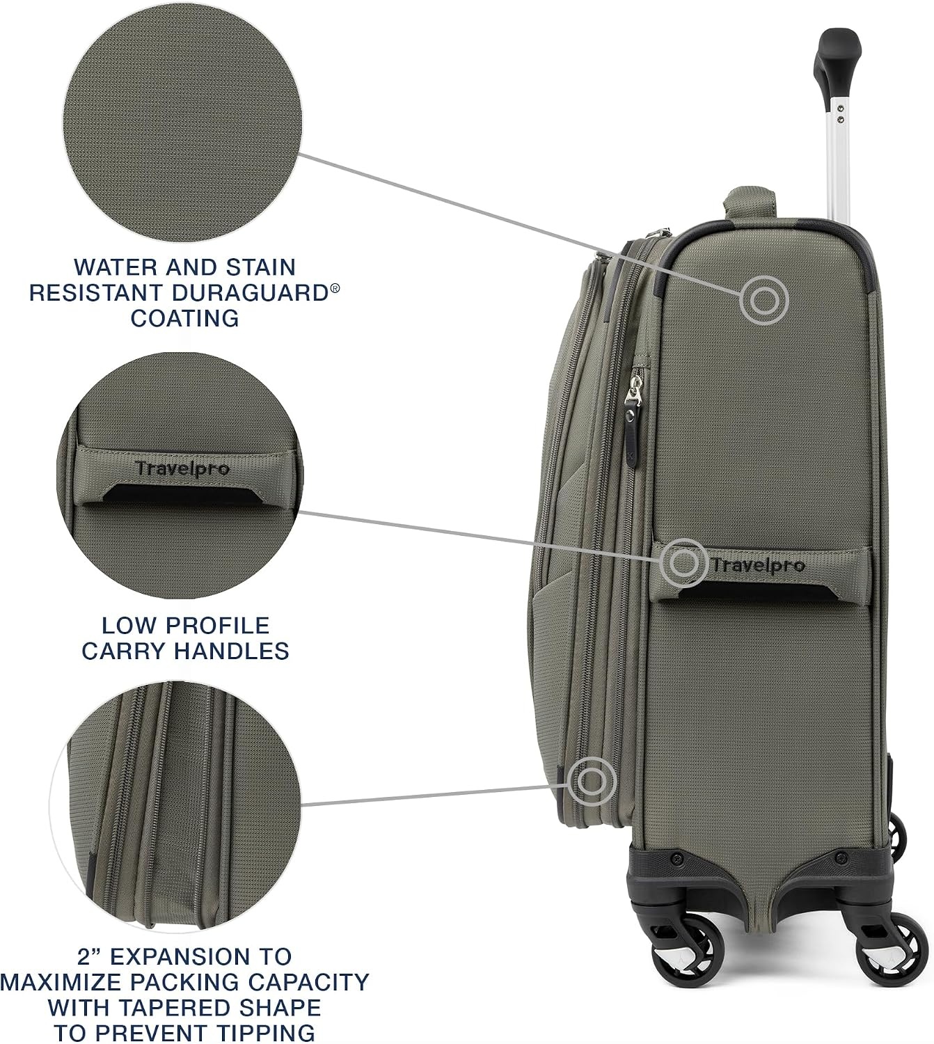 image:imageTravelpro Maxlite 5 Softside Spinner Set Forest 2Piece 2125 Includes CarryOn amp Medium Checked Expandable Luggage With 4 Wheels Lightweight amp Versatile Men amp WomenSlate Green