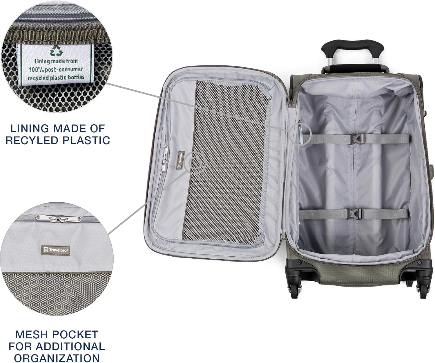 image:imageTravelpro Maxlite 5 Softside Spinner Set Forest 2Piece 2125 Includes CarryOn amp Medium Checked Expandable Luggage With 4 Wheels Lightweight amp Versatile Men amp WomenSlate Green