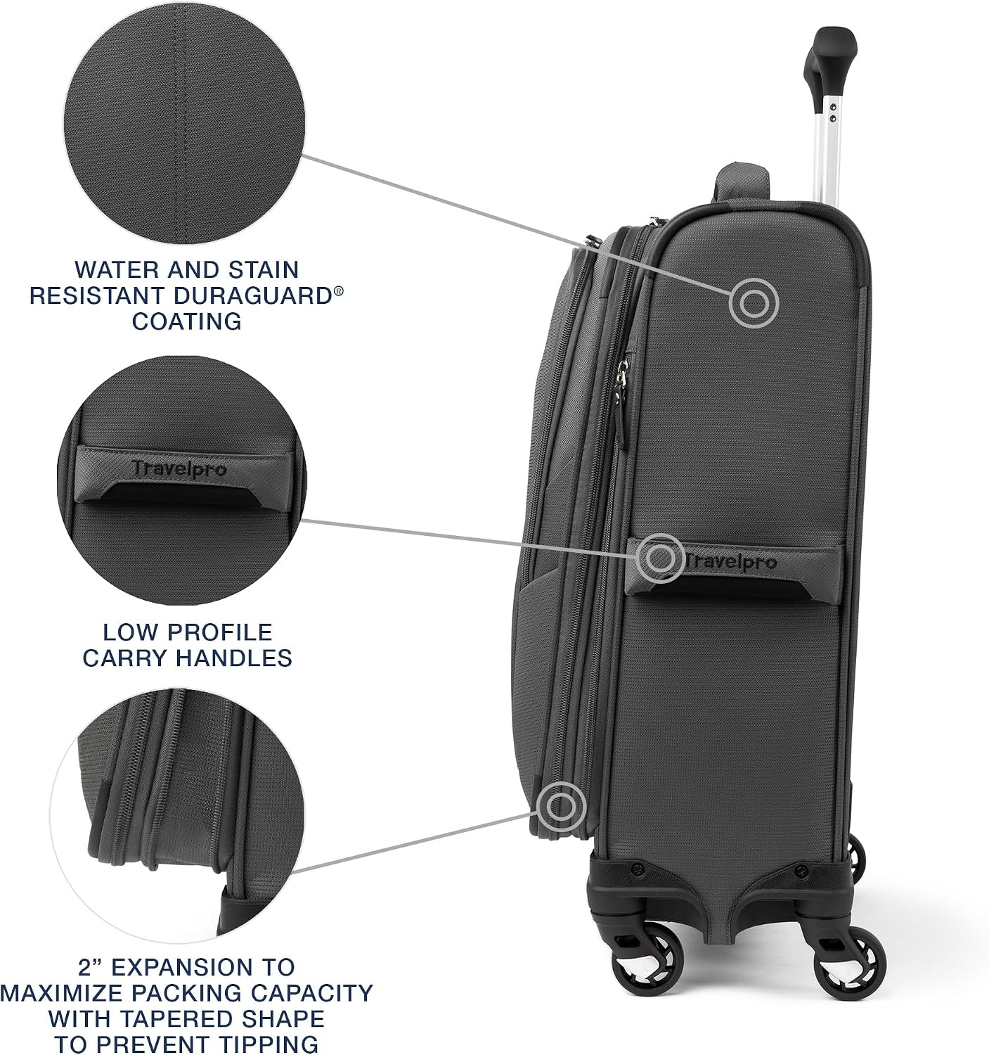 image:imageTravelpro Maxlite 5 Softside Spinner Set Forest 2Piece 2125 Includes CarryOn amp Medium Checked Expandable Luggage With 4 Wheels Lightweight amp Versatile Men amp WomenShadow Grey