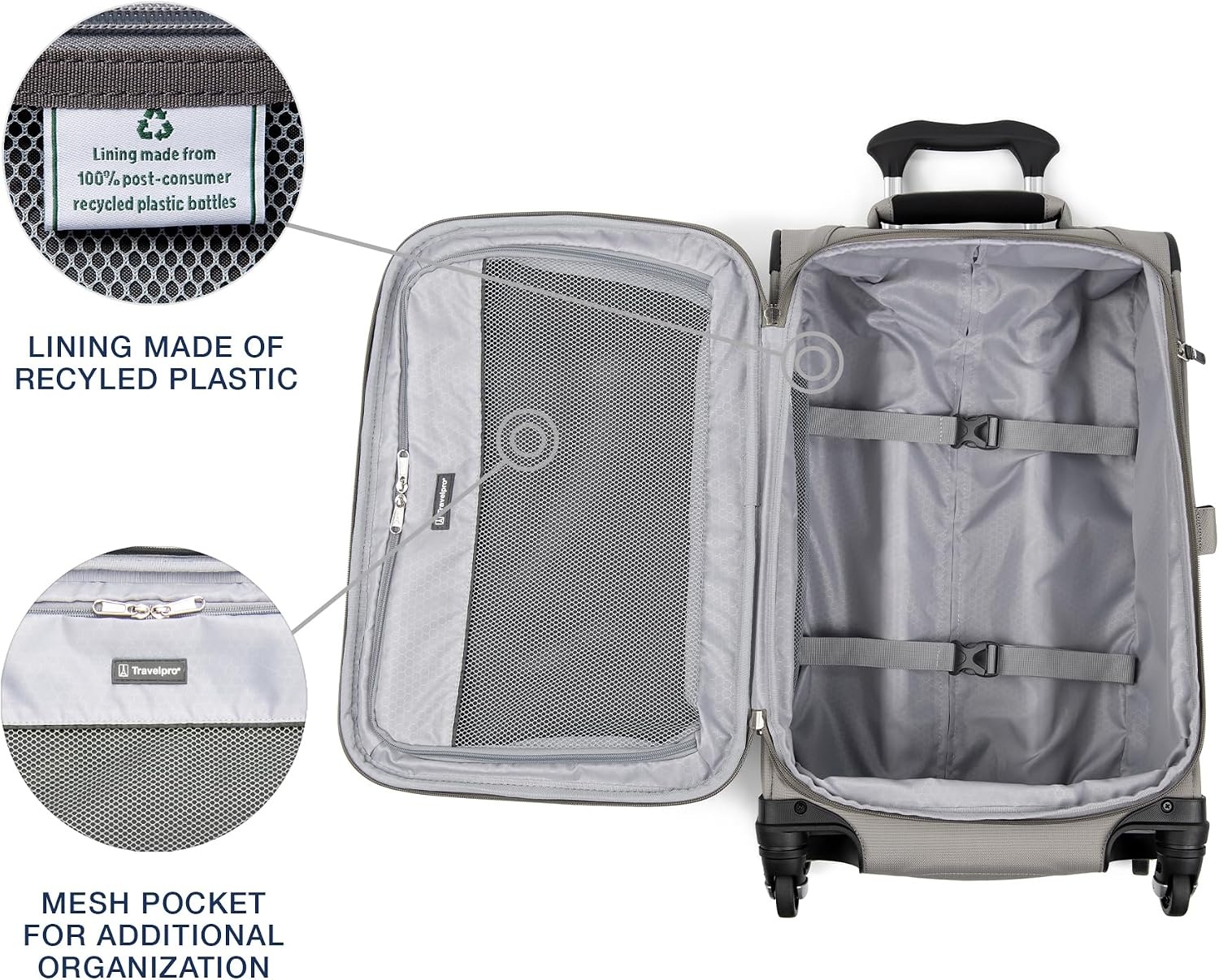 image:imageTravelpro Maxlite 5 Softside Spinner Set Forest 2Piece 2125 Includes CarryOn amp Medium Checked Expandable Luggage With 4 Wheels Lightweight amp Versatile Men amp WomenChampagne
