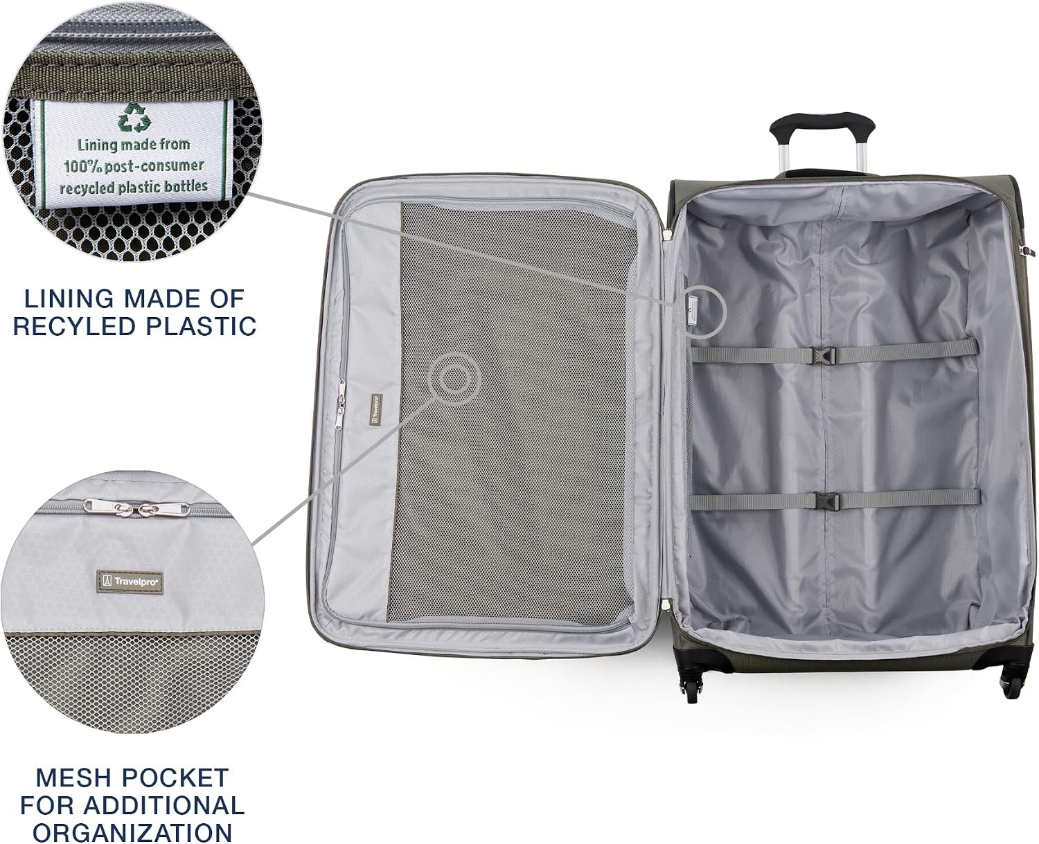 image:imageTravelpro Maxlite 5 Softside Spinner Set Forest 2Piece 2125 Includes CarryOn amp Medium Checked Expandable Luggage With 4 Wheels Lightweight amp Versatile Men amp WomenSlate Green