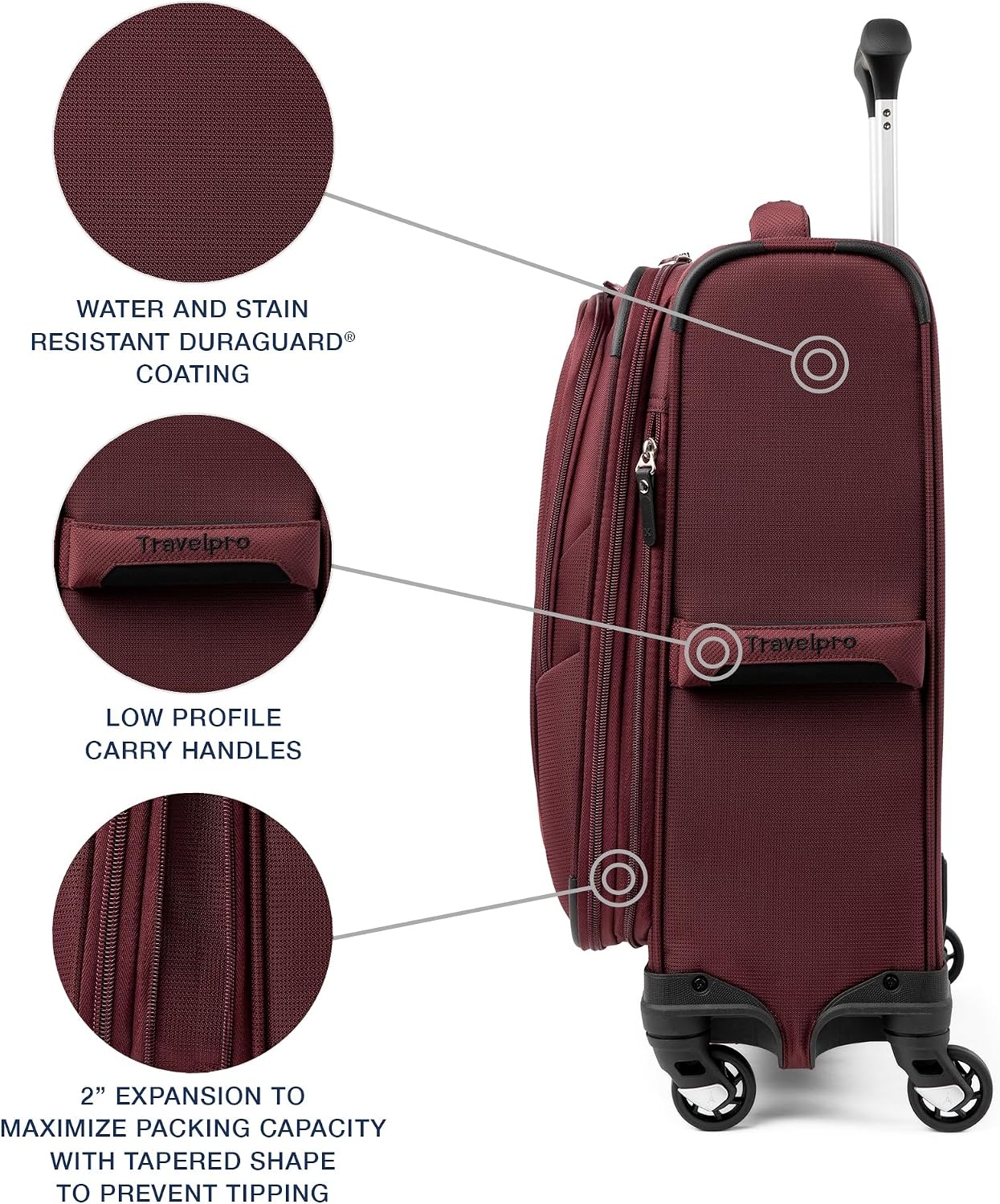 image:imageTravelpro Maxlite 5 Softside Spinner Set Forest 2Piece 2125 Includes CarryOn amp Medium Checked Expandable Luggage With 4 Wheels Lightweight amp Versatile Men amp WomenBurgundy