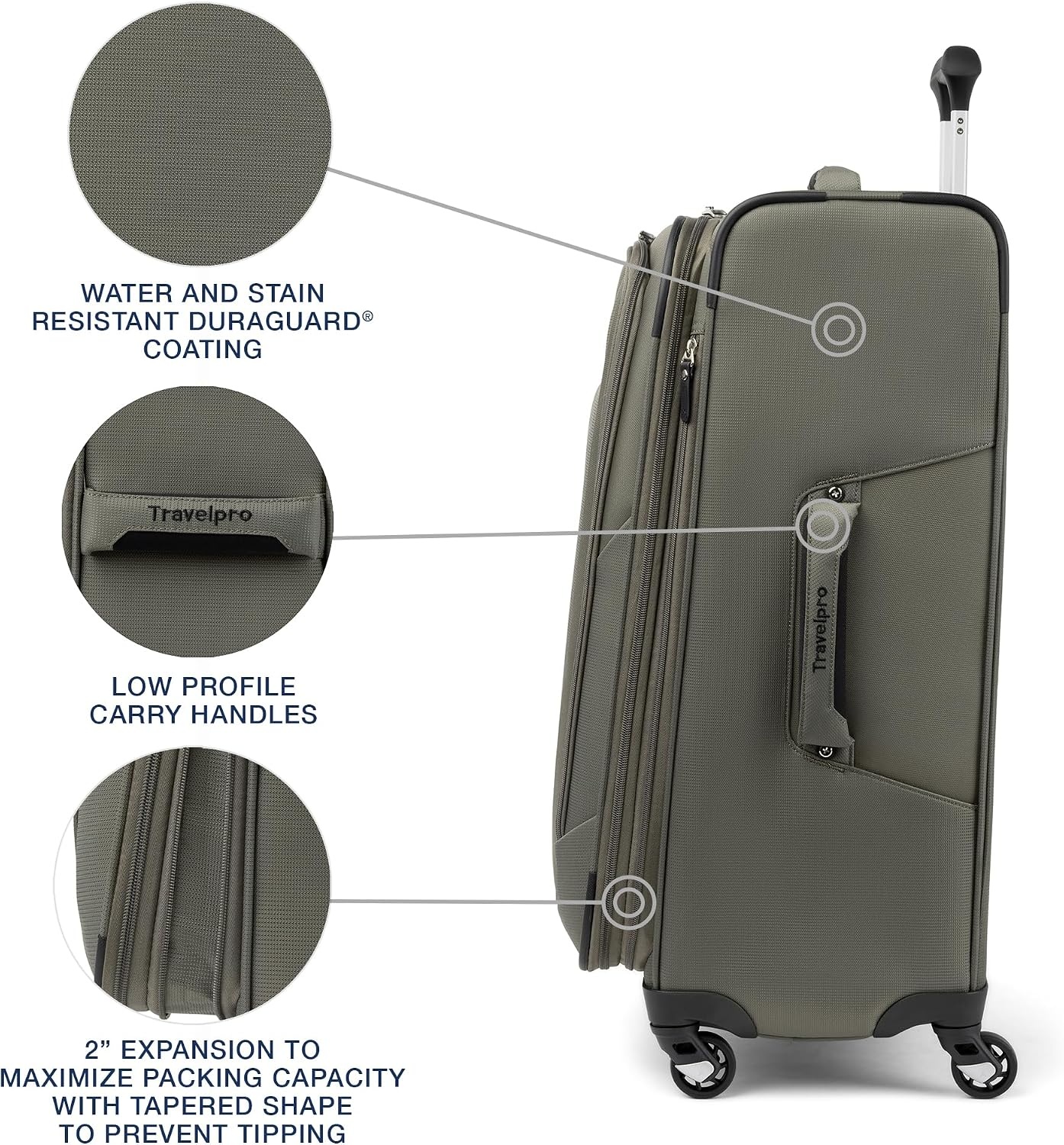 image:imageTravelpro Maxlite 5 Softside Spinner Set Forest 2Piece 2125 Includes CarryOn amp Medium Checked Expandable Luggage With 4 Wheels Lightweight amp Versatile Men amp WomenSlate Green