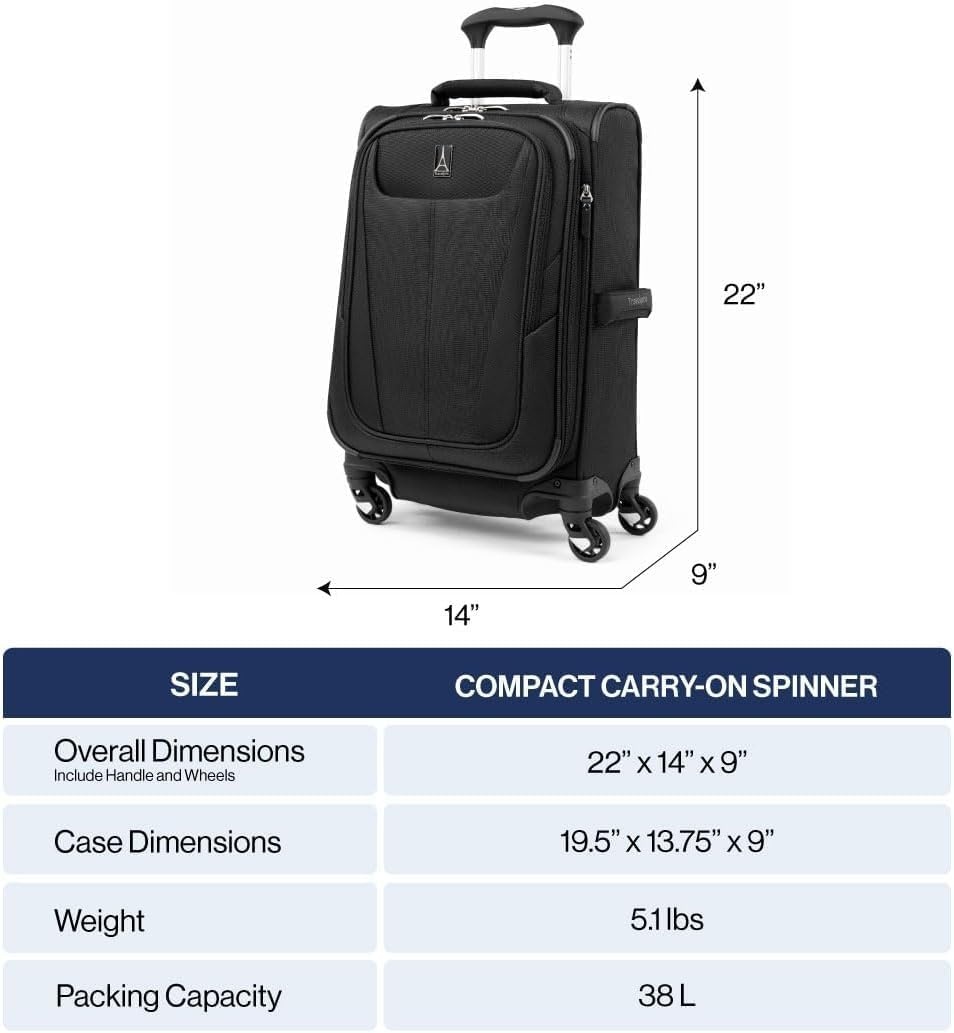 image:imageTravelpro Maxlite 5 Softside Spinner Set Forest 2Piece 2125 Includes CarryOn amp Medium Checked Expandable Luggage With 4 Wheels Lightweight amp Versatile Men amp WomenShadow Grey