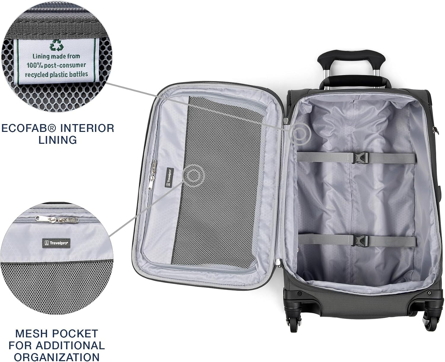 image:imageTravelpro Maxlite 5 Softside Spinner Set Forest 2Piece 2125 Includes CarryOn amp Medium Checked Expandable Luggage With 4 Wheels Lightweight amp Versatile Men amp WomenShadow Grey