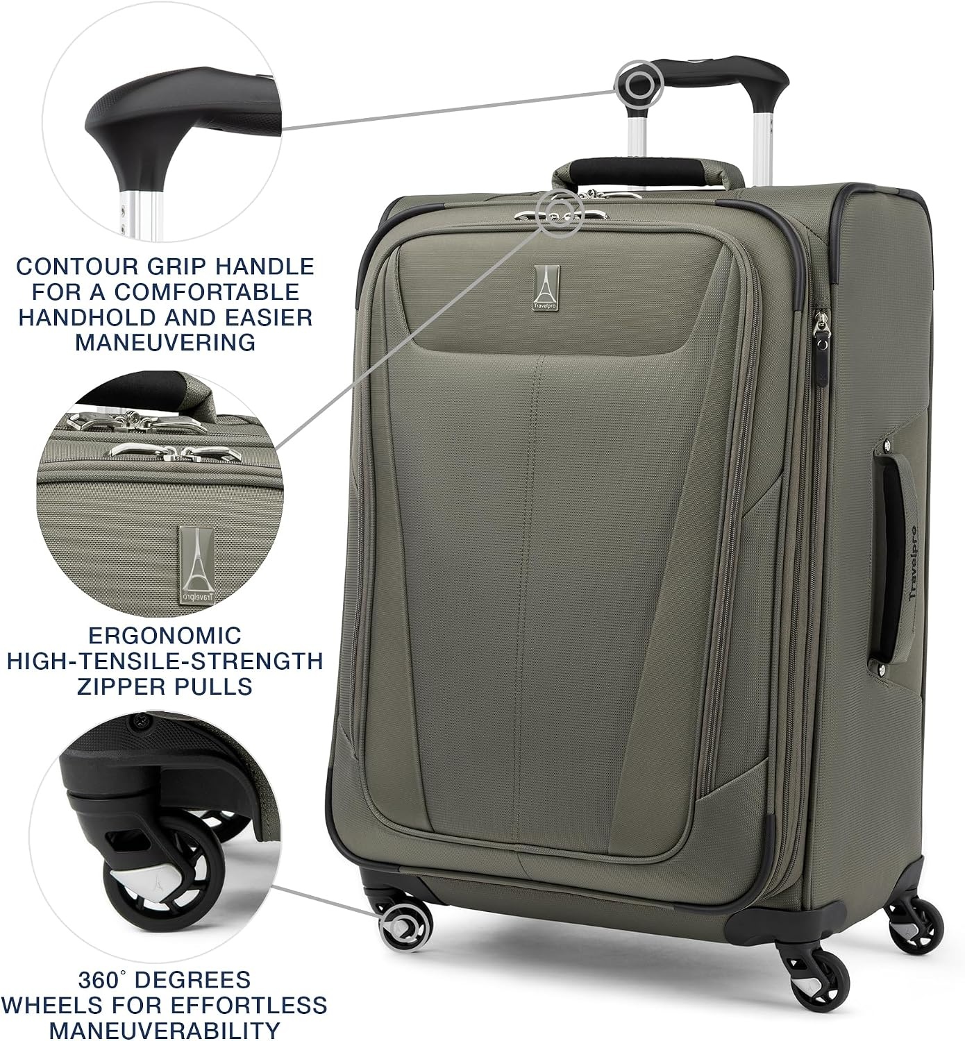 image:imageTravelpro Maxlite 5 Softside Spinner Set Forest 2Piece 2125 Includes CarryOn amp Medium Checked Expandable Luggage With 4 Wheels Lightweight amp Versatile Men amp WomenSlate Green