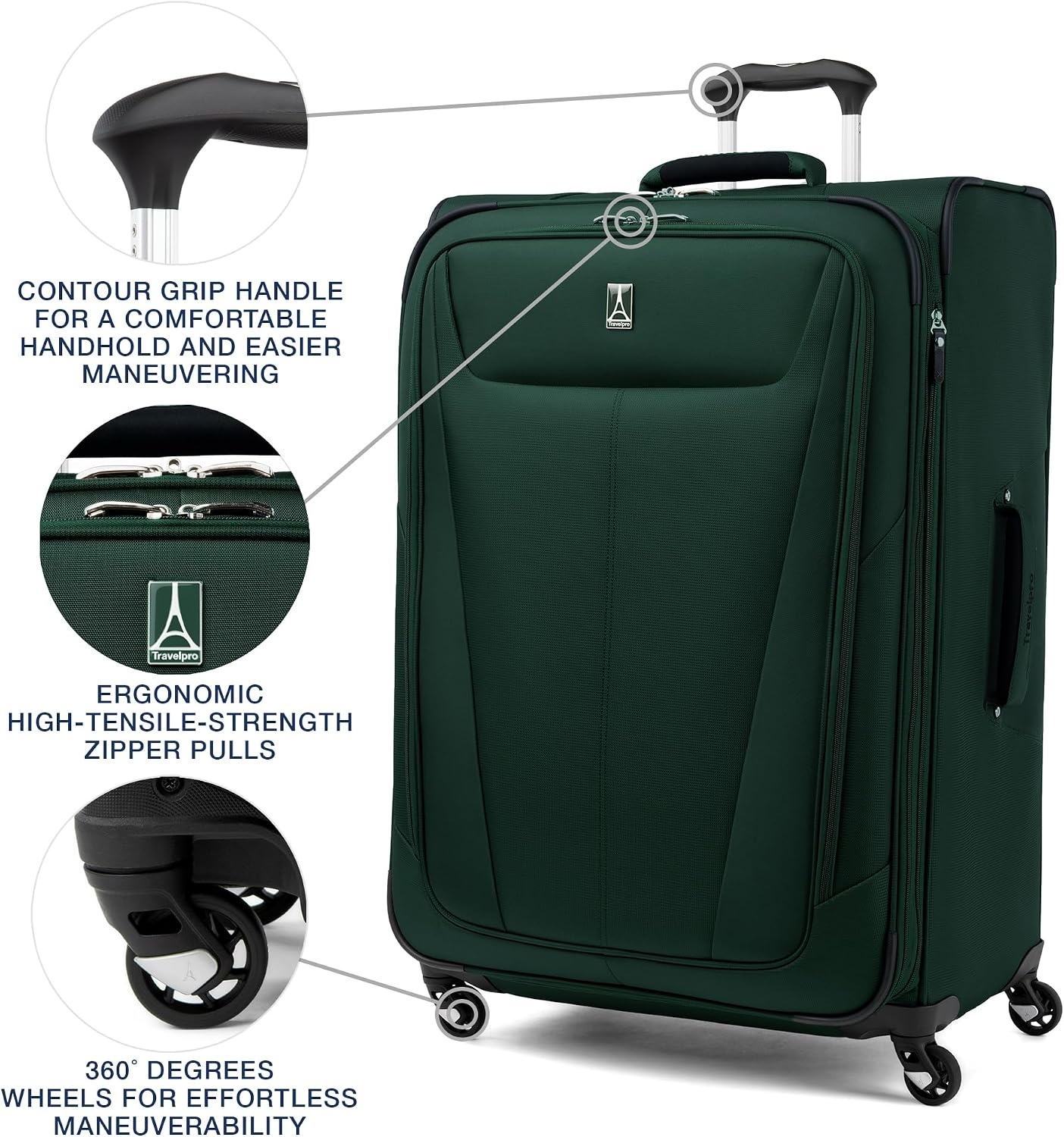 image:imageTravelpro Maxlite 5 Softside Spinner Set Forest 2Piece 2125 Includes CarryOn amp Medium Checked Expandable Luggage With 4 Wheels Lightweight amp Versatile Men amp WomenGreen Forest