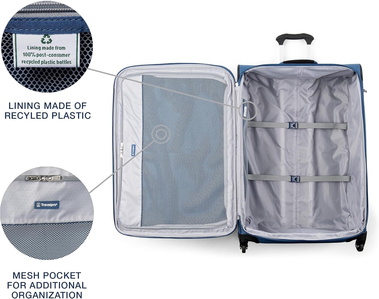 image:imageTravelpro Maxlite 5 Softside Spinner Set Forest 2Piece 2125 Includes CarryOn amp Medium Checked Expandable Luggage With 4 Wheels Lightweight amp Versatile Men amp WomenEnsign Blue