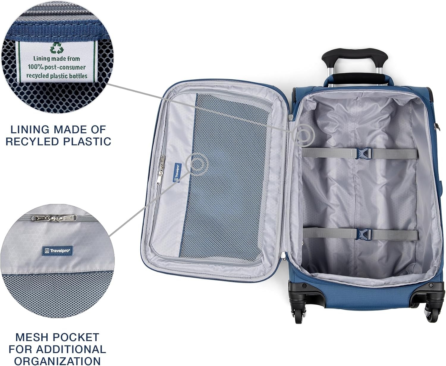 image:imageTravelpro Maxlite 5 Softside Spinner Set Forest 2Piece 2125 Includes CarryOn amp Medium Checked Expandable Luggage With 4 Wheels Lightweight amp Versatile Men amp WomenEnsign Blue