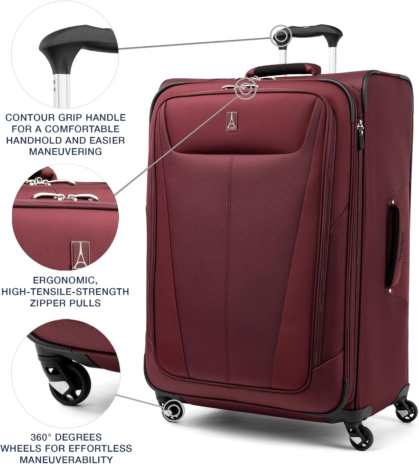image:imageTravelpro Maxlite 5 Softside Spinner Set Forest 2Piece 2125 Includes CarryOn amp Medium Checked Expandable Luggage With 4 Wheels Lightweight amp Versatile Men amp WomenBurgundy