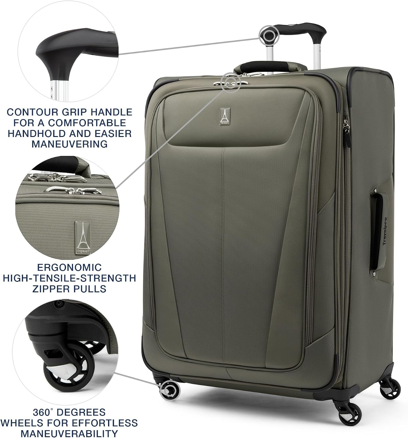 image:imageTravelpro Maxlite 5 Softside Spinner Set Forest 2Piece 2125 Includes CarryOn amp Medium Checked Expandable Luggage With 4 Wheels Lightweight amp Versatile Men amp WomenSlate Green