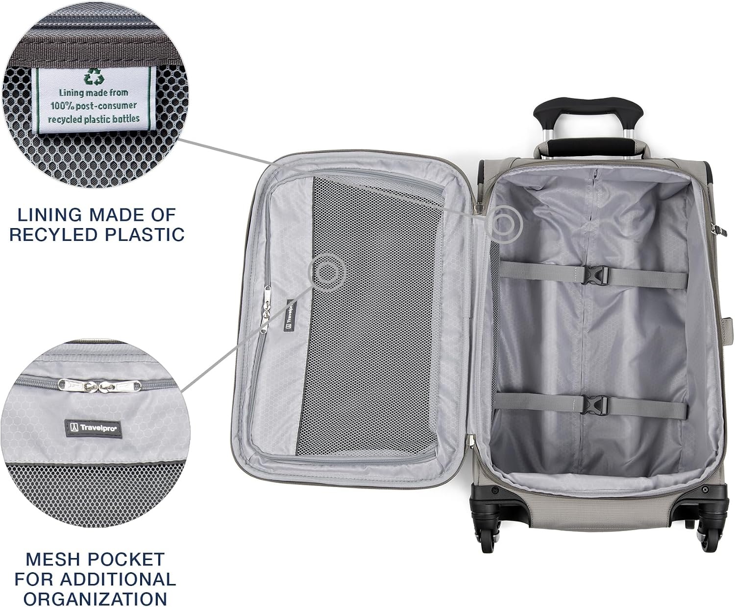 image:imageTravelpro Maxlite 5 Softside Spinner Set Forest 2Piece 2125 Includes CarryOn amp Medium Checked Expandable Luggage With 4 Wheels Lightweight amp Versatile Men amp WomenChampagne