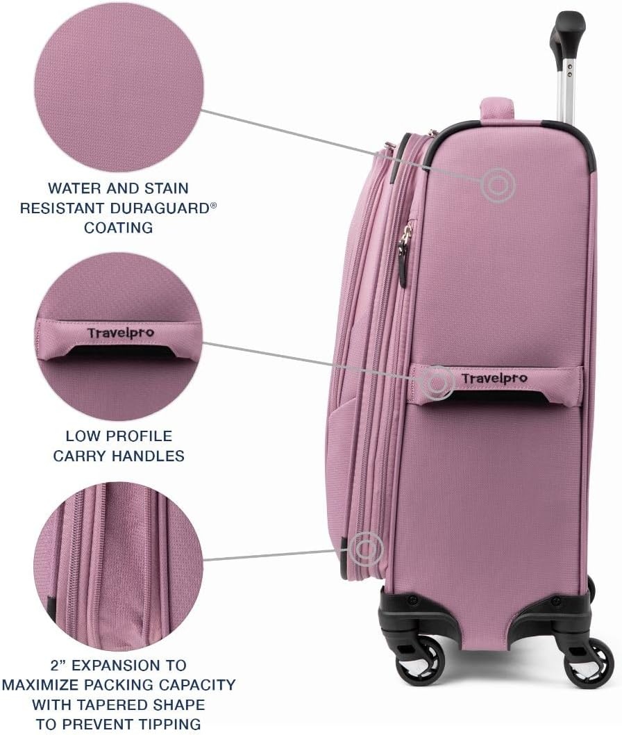 image:imageTravelpro Maxlite 5 Softside Spinner Set Forest 2Piece 2125 Includes CarryOn amp Medium Checked Expandable Luggage With 4 Wheels Lightweight amp Versatile Men amp WomenOrchid Pink Purple