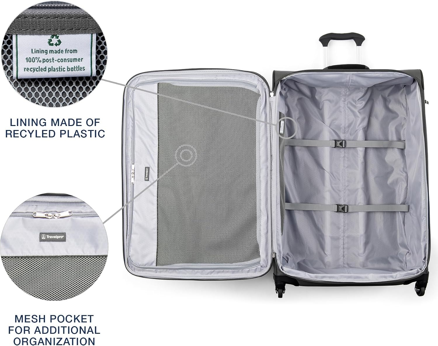 image:imageTravelpro Maxlite 5 Softside Spinner Set Forest 2Piece 2125 Includes CarryOn amp Medium Checked Expandable Luggage With 4 Wheels Lightweight amp Versatile Men amp WomenShadow Grey