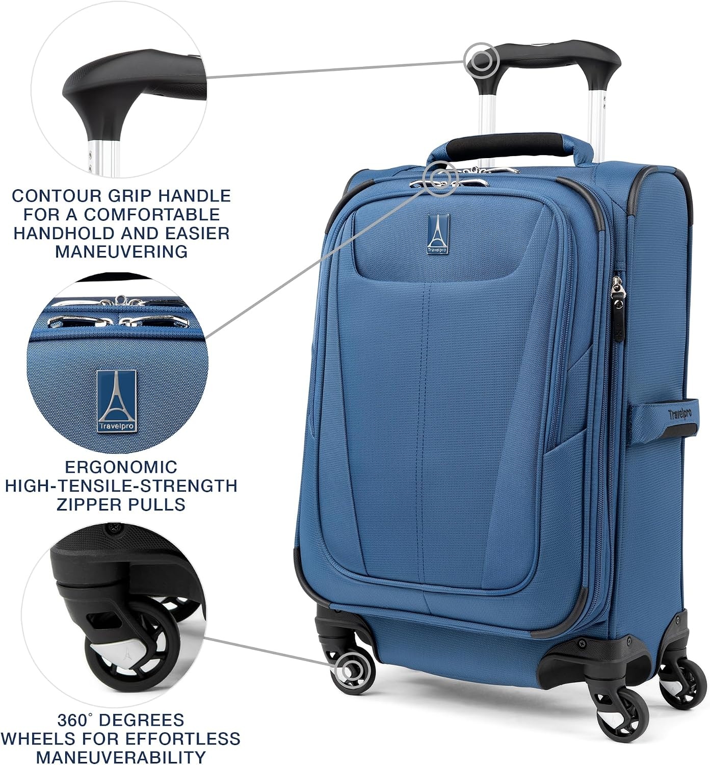 image:imageTravelpro Maxlite 5 Softside Spinner Set Forest 2Piece 2125 Includes CarryOn amp Medium Checked Expandable Luggage With 4 Wheels Lightweight amp Versatile Men amp WomenEnsign Blue