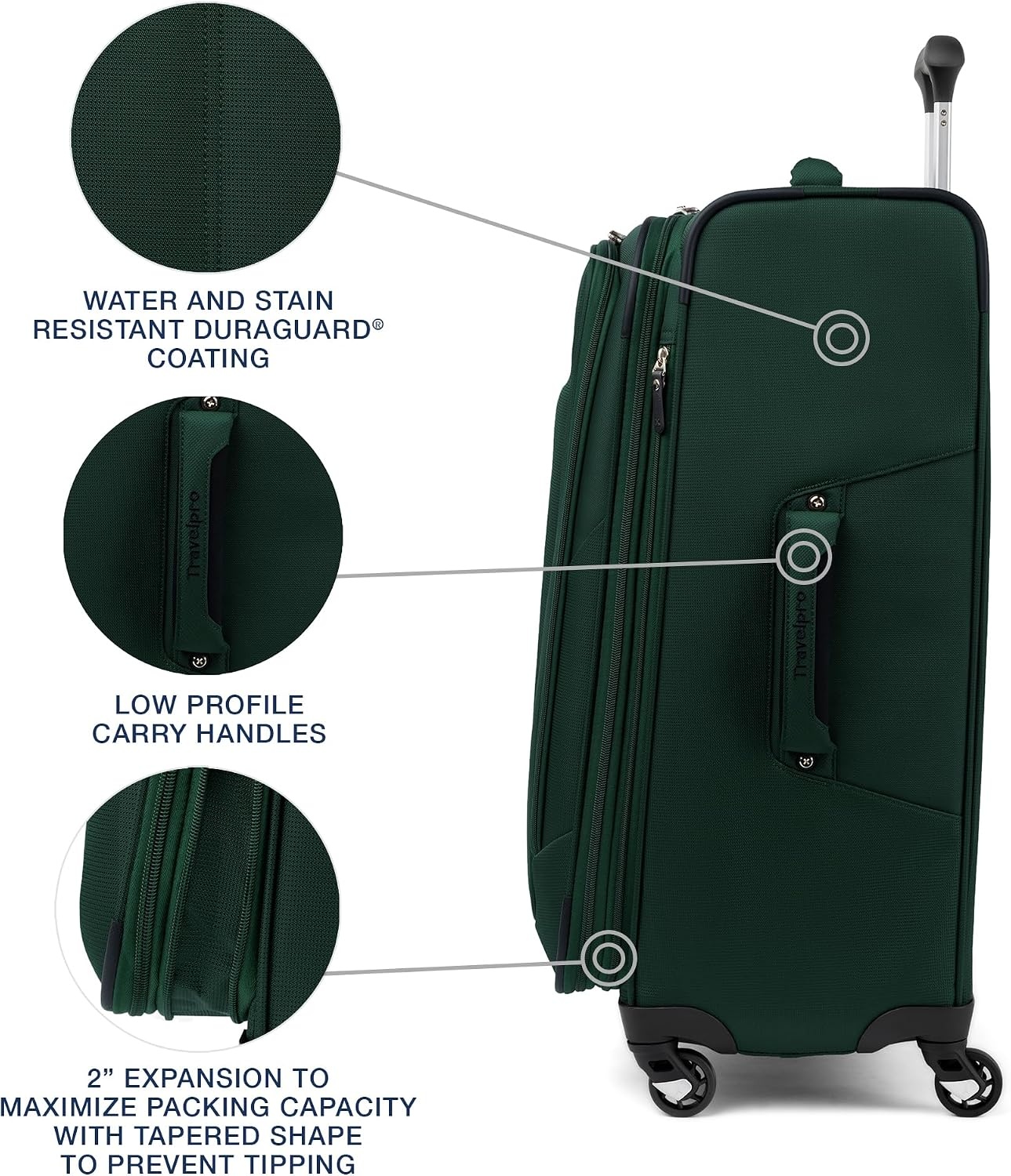 image:imageTravelpro Maxlite 5 Softside Spinner Set Forest 2Piece 2125 Includes CarryOn amp Medium Checked Expandable Luggage With 4 Wheels Lightweight amp Versatile Men amp WomenForest Green