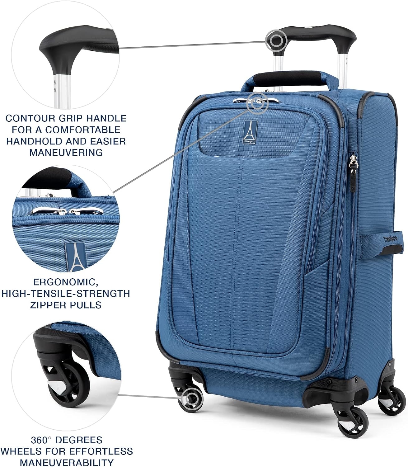 image:imageTravelpro Maxlite 5 Softside Spinner Set Forest 2Piece 2125 Includes CarryOn amp Medium Checked Expandable Luggage With 4 Wheels Lightweight amp Versatile Men amp WomenEnsign Blue