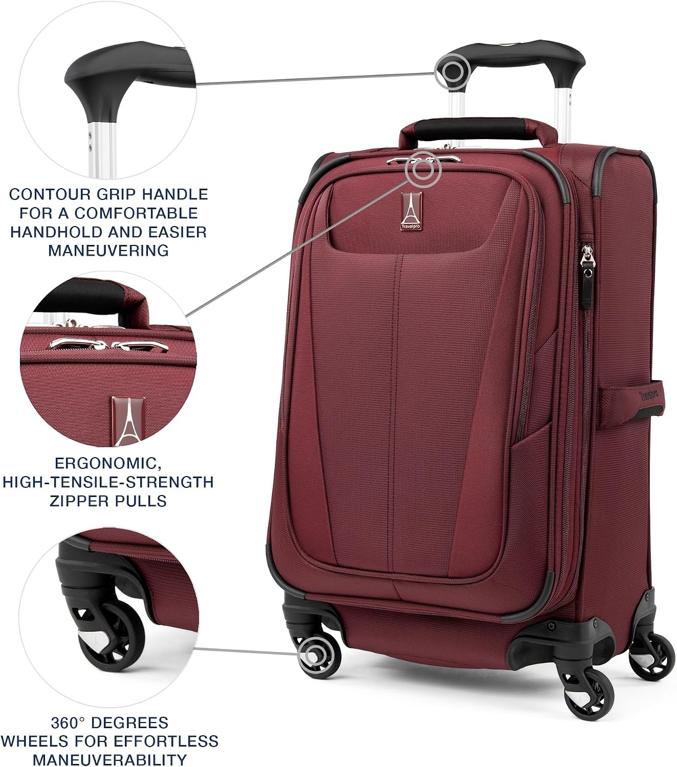 image:imageTravelpro Maxlite 5 Softside Spinner Set Forest 2Piece 2125 Includes CarryOn amp Medium Checked Expandable Luggage With 4 Wheels Lightweight amp Versatile Men amp WomenBurgundy